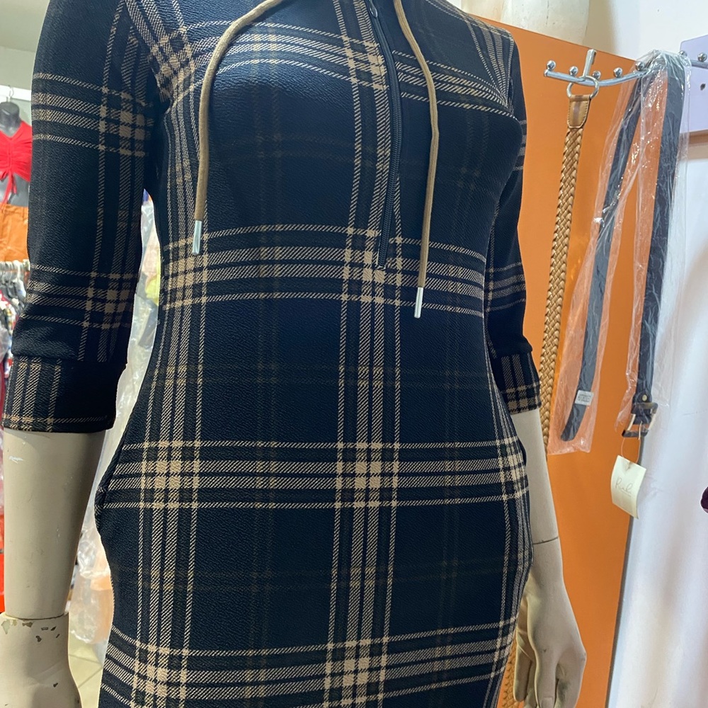 Elegant Plaid Long Sleeve Dress